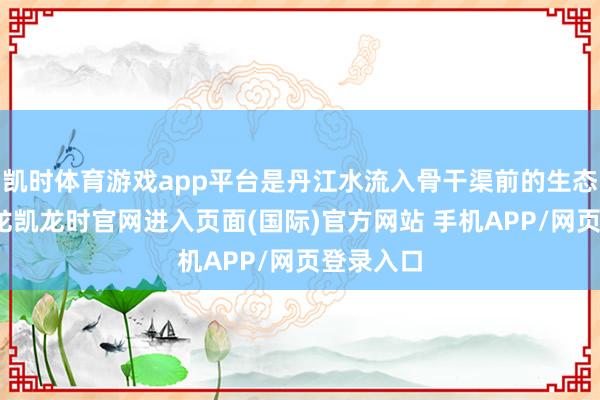 凯时体育游戏app平台是丹江水流入骨干渠前的生态樊篱-尊龙凯龙时官网进入页面(国际)官方网站 手机APP/网页登录入口