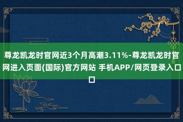 尊龙凯龙时官网近3个月高潮3.11%-尊龙凯龙时官网进入页面(国际)官方网站 手机APP/网页登录入口