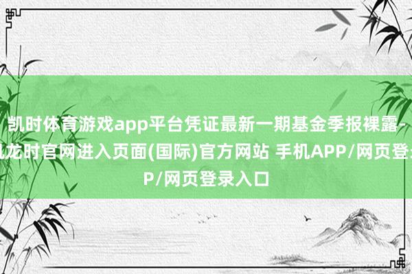 凯时体育游戏app平台凭证最新一期基金季报裸露-尊龙凯龙时官网进入页面(国际)官方网站 手机APP/网页登录入口